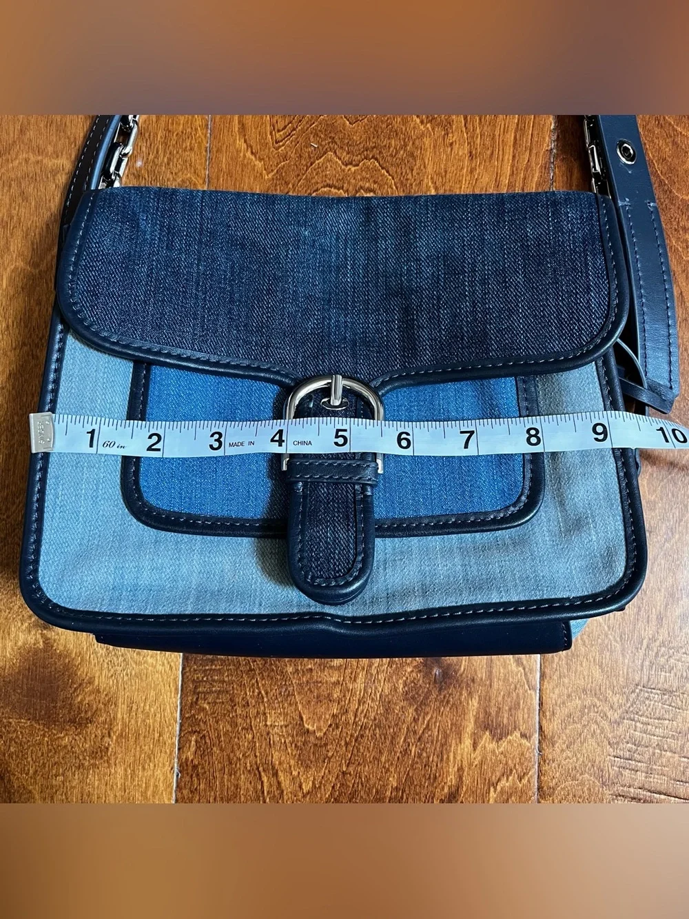 Michael Kors Cooper Medium Messenger Crossbody Indigo Light Wash Tricolor Denim